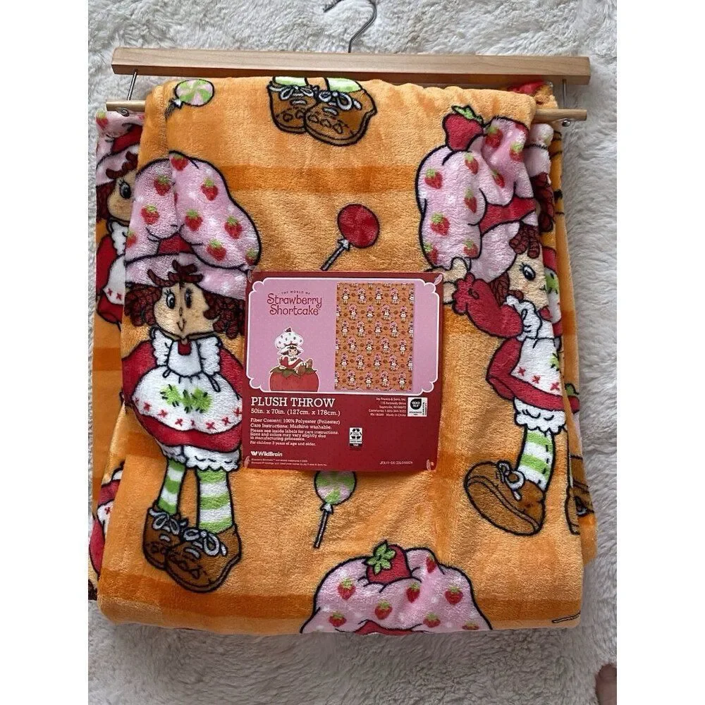 Strawberry Shortcake Orange Halloween Pumpkin Plush Throw Blanket‎ 50 X 70” NEW